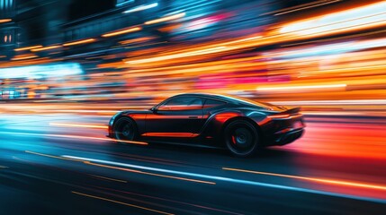 Fototapeta premium Fast car night city