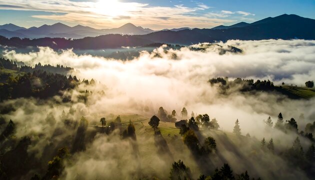 Misty mountain valley at sunrise (1)