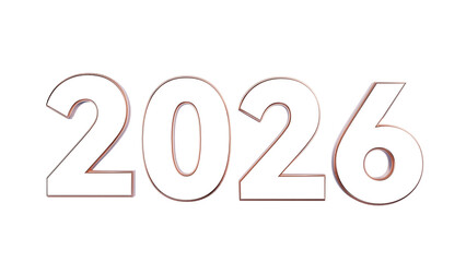 3D Rendered “2026” Numerals with Transparent Background for New Year or Futuristic Design Projects