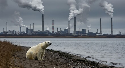 Polar bear and industrial pollution