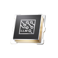 3D rendering of advanced LLM semiconductor chip with transparent background for AI technology visuals