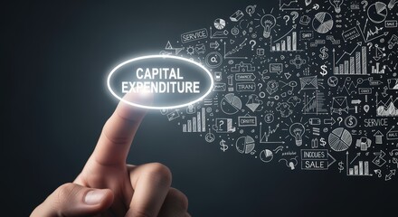 Hand activating capital expenditure digital business screen
