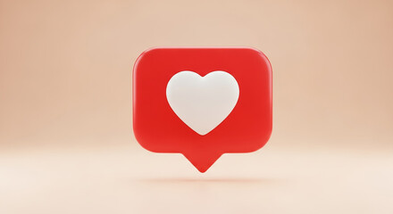 Red social media notification icon showing white heart symbol on pink background
