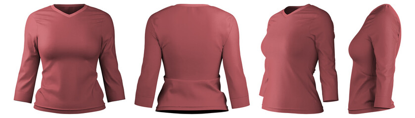 Soft pink 3D long t-shirt design with detailed rendering