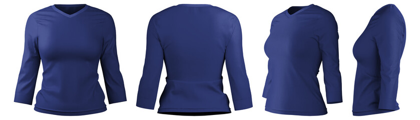 Navy blue long sleeve t-shirt with 3D design techniques