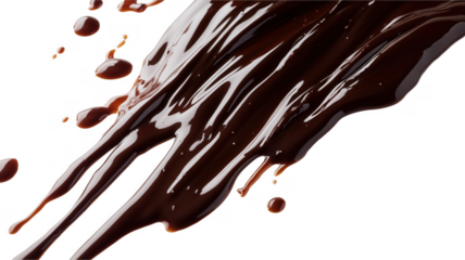 Flowing chocolate splash against a transparent background delicious dessert food photography close up