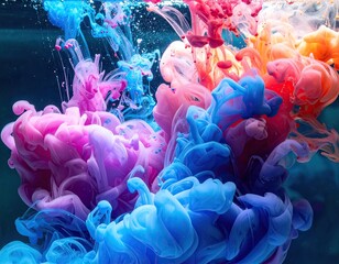 Obraz premium Colorful Ink Clouds Swirling in Water