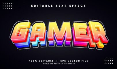 gamer vector 3d text effect editable with modern style © Mean Design