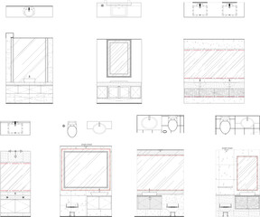 Front View Bathroom Sink Counter – 7 Interior Design Vector Styles