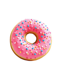 Pink Frosted Donut with Colorful Sprinkles - A Sweet Treat for Any Occasion