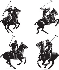 Polo Player on Horseback in Action Silhouette Logo