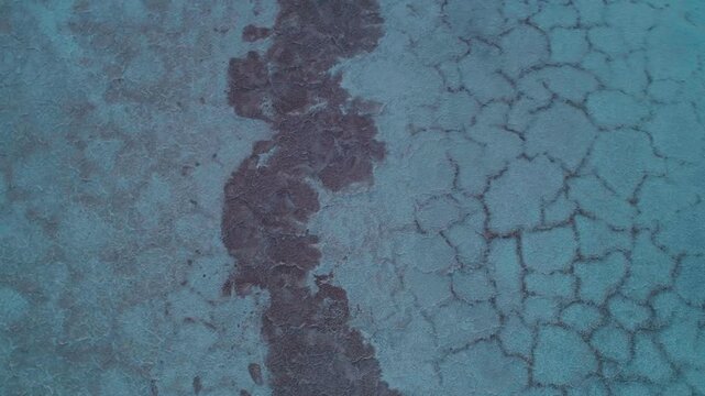 Aerial view of Soda Lake at Carrizo Plain National Monument, California, USA. at sunset. The flats are a popular tourist destination.