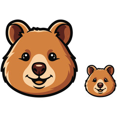 Friendly Cartoon Brown Bear Faces Illustration on White Background