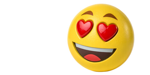Fototapeta premium 3D rendered smiling yellow emoji with red heart eyes cut out on PNG. AI GENERATED. 