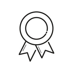 Medal icon vector, award or medal badge vector icon in trendy outline style illustration isolated on white background.