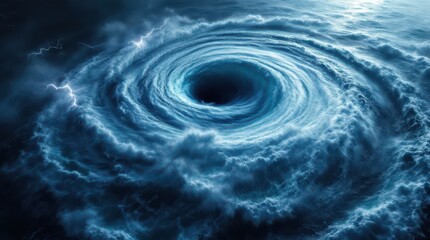 Powerful Cyclone Vortex Swirling Clouds.