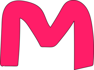 Pink Doodle Letter M PNG | Alphabet Illustration Art