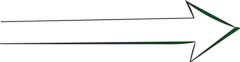 Green Right Arrow Doodle Art PNG | Direction Symbol Illustration