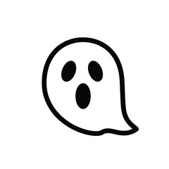 Fototapeta premium A simple, stylized black and white illustration of a ghost with wide eyes and an open mouth, conveying surprise or fright.