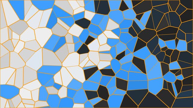 Abstract Voronoi Pattern Animation Background in Blue and Black Shades