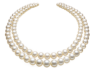 Elegant double strand pearl necklace isolated on a transparent background jewelry white