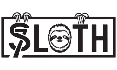 Creative Sloth Lettering Design with Animal Claws and Head