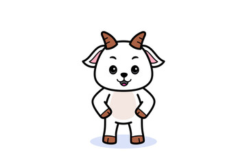Cute Goat Standing Cartoon Illustration