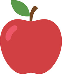 Flat Design Ripe Red Apple Fruit Illustration Graphic Element