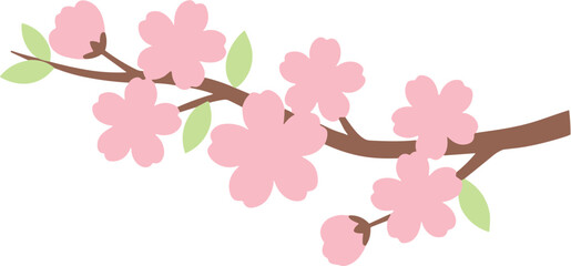 Simple Flat Style Cherry Blossom Branch Decoration Spring Flower Icon
