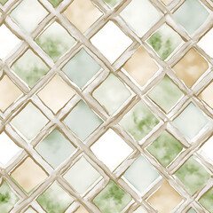 Geometric Surface Pattern Design with Watercolor Effect in Natural Colors for Home Decor and Wallpaper