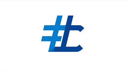 Obraz premium Abstract graphic design featuring a stylized combination of a hashtag symbol and the letter C in bold, vibrant blue