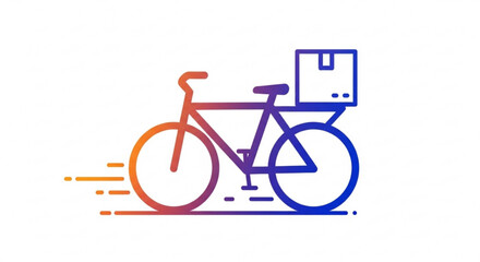 Bicycle with box for delivery service, fast shipping