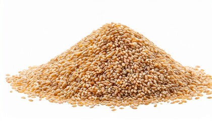Obraz premium Heaping sesame seeds on white, crispy, crunchy texture