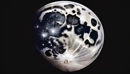 Earth from space, dramatic lunar view at night