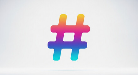 Obraz premium Vibrant hashtag symbol with a gradient color scheme, representing social media