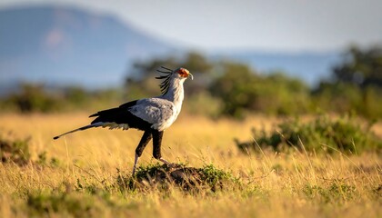 Secretary Bird in grassland