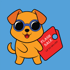 Adorable cartoon dog wearing sunglasses and holding a banner perfect for fun advertisements and playful designs