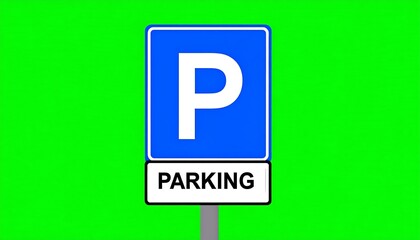 Parking sign on green background