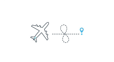 Airplane route icon on, representing travel planning and navigation for aviation and tourism industry