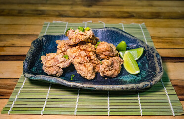 dish with karaage Japanese food