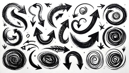 Collection of stylized arrows and swirls