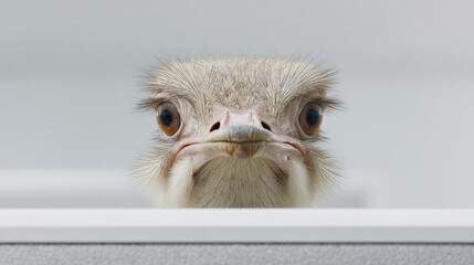 Ostrich in direct confrontation requiring close scrutiny