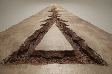 Abstract triangular design with layered texture concept in earthy tones showcasing depth and innovation in modern art