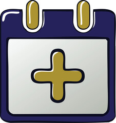 Obraz premium A stylized calendar icon with a plus sign, representing scheduling or additions.