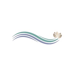 Fototapeta premium Elegant Lotus Flower Logo with Abstract Water Waves