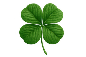 Green four-leaf clover representing luck and fortune, featuring a transparent background, perfect for celebrating st. Patrick's day and irish culture