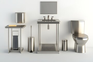 Modern stainless steel bathroom set