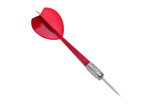Red dart with silver tip isolated on transparent background
