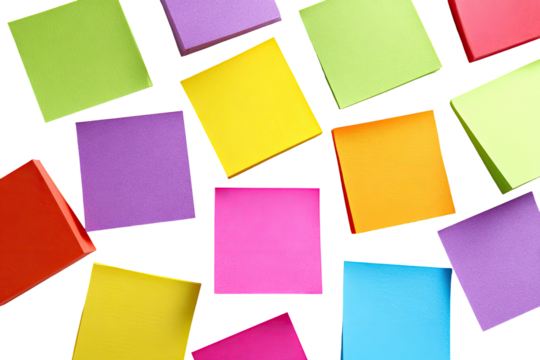 Colorful square boxes arranged on a black background