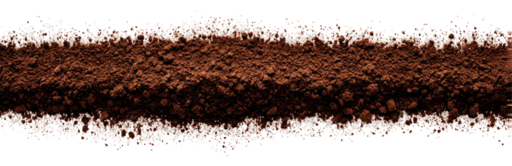 Brown granular substance layered on a light-colored base